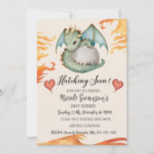 かわいい男女兼用ドラゴンエッグ赤ちゃんシャワー 招待状 (正面)