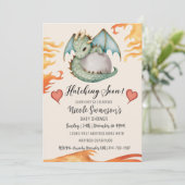 かわいい男女兼用ドラゴンエッグ赤ちゃんシャワー 招待状 (スタンド正面)