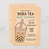 かわいい男女兼用パステルボバティーベイビーシャワー 招待状 (正面/裏面)