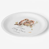 かわいい男女兼用フクロウ赤ちゃんシャワー ペーパープレート (アングル)