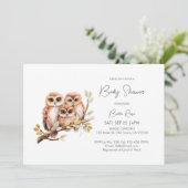かわいい男女兼用フクロウ赤ちゃんシャワー 招待状 (スタンド正面)