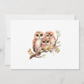 かわいい男女兼用フクロウ赤ちゃんシャワー 招待状 (裏面)