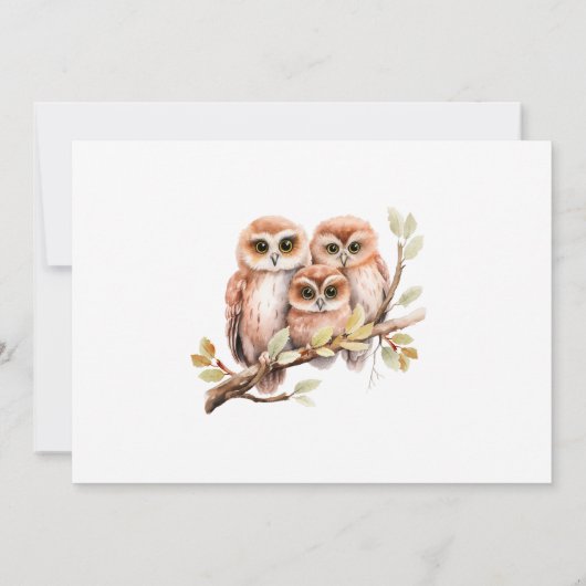 かわいい男女兼用フクロウ赤ちゃんシャワー 招待状 (裏面)