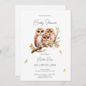 かわいい男女兼用フクロウ赤ちゃんシャワー 招待状 (正面/裏面)