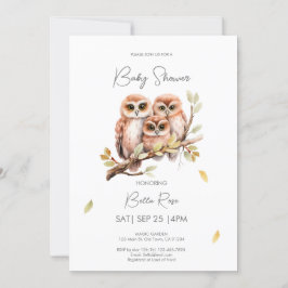 かわいい男女兼用フクロウ赤ちゃんシャワー 招待状