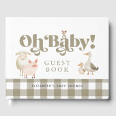 かわいい男女兼用ベビー農園動物ベビーシャワー ゲストブック (正面)
