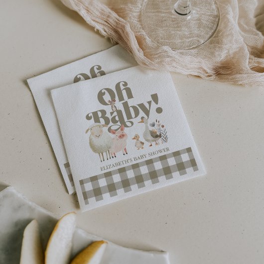 かわいい男女兼用ベビー農園動物ベビーシャワー スタンダードランチョンナプキン