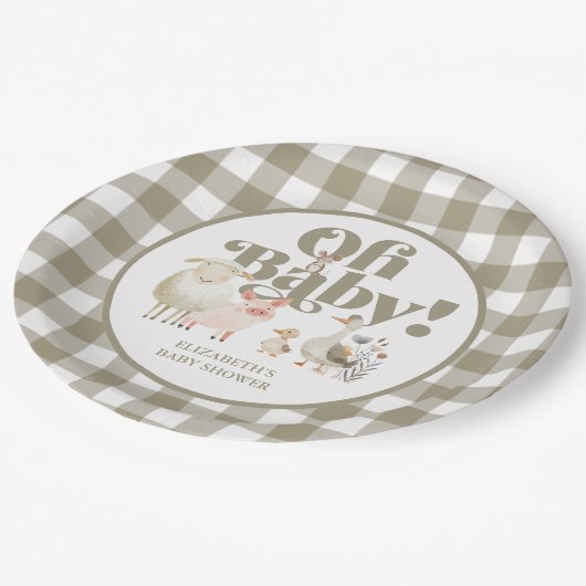 かわいい男女兼用ベビー農園動物ベビーシャワー ペーパープレート (アングル)