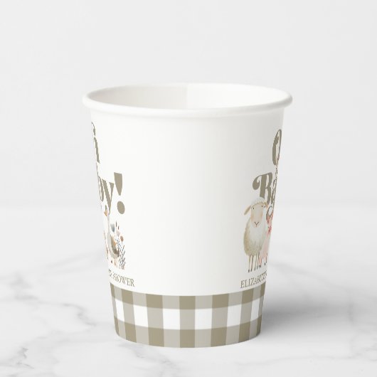 かわいい男女兼用ベビー農園動物ベビーシャワー 紙コップ (左)