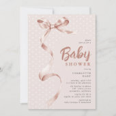 かわいい男女兼用リボン赤ちゃんシャワー 招待状 (正面)