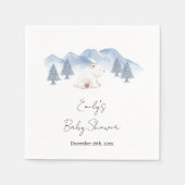 かわいい男女兼用冬のシロクマ赤ちゃんシャワー スタンダードカクテルナプキン (正面)