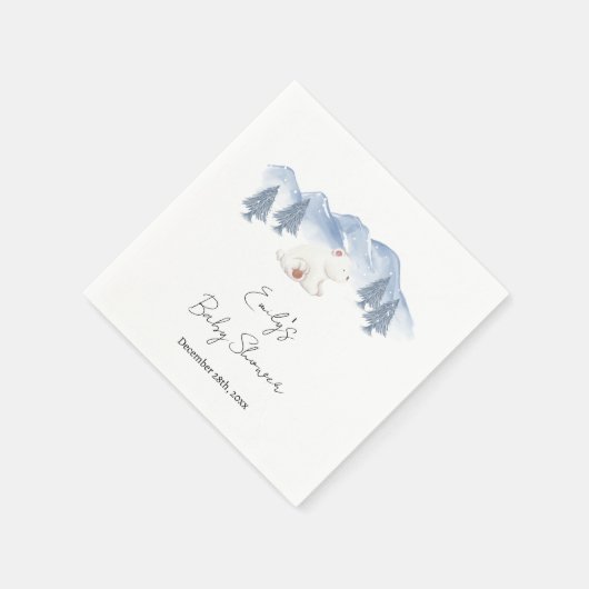 かわいい男女兼用冬のシロクマ赤ちゃんシャワー スタンダードカクテルナプキン