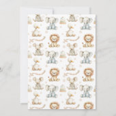 かわいい男女兼用子供部屋動物の赤ちゃんシャワー 招待状 (裏面)