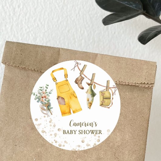 かわいい男女兼用小さな漁師の赤ちゃんシャワー ラウンドシール