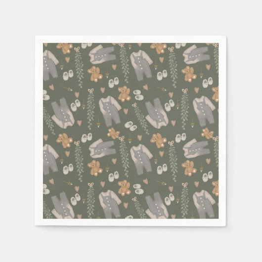 かわいい男女兼用服ボホベイビーシャワー スタンダードカクテルナプキン (正面)