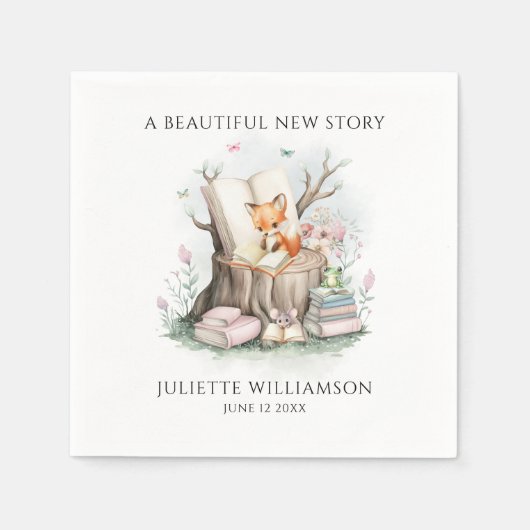 かわいい男女兼用水彩赤ちゃんシャワー スタンダードカクテルナプキン (正面)