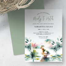 かわいい男女兼用水彩鴨のベビースシャワー