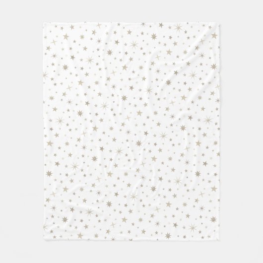かわいい男女兼用白い銀色の星エレガント フリースブランケット (正面)