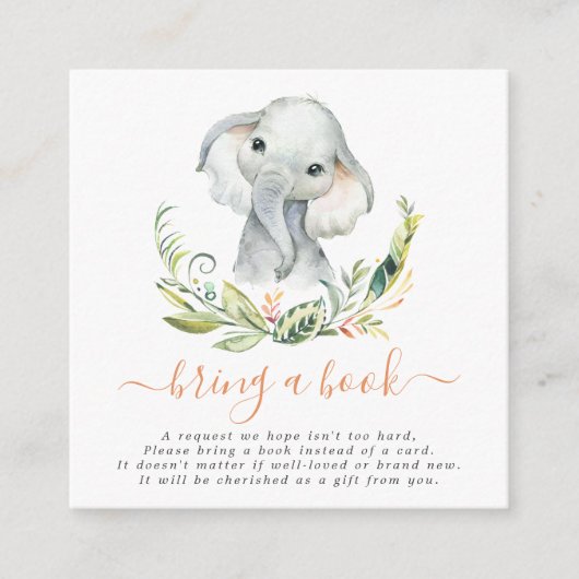 かわいい男女兼用象が本を持ってくる エンクロージャーカード (正面)