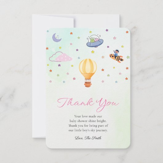 かわいい男女兼用赤ちゃんシャワーサンキューカード サンキューカード (正面)