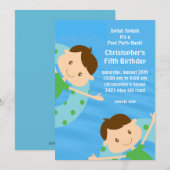 かわいい男子プールパーティー誕生日招待状 招待状 (正面/裏面)