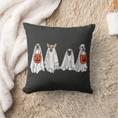 かわいい男性の女性ハロウィーン犬の犬幽霊カボチャco クッション (ブランケット)