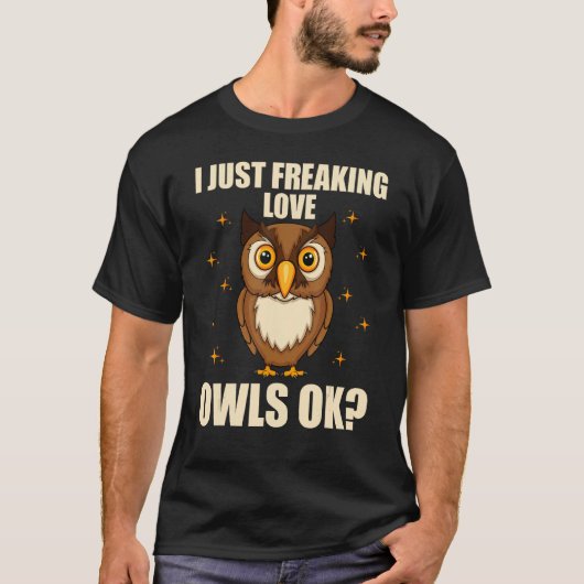 かわいい男性へフクロウ女性の鳥類鳥類学ユーモア Tシャツ (正面)
