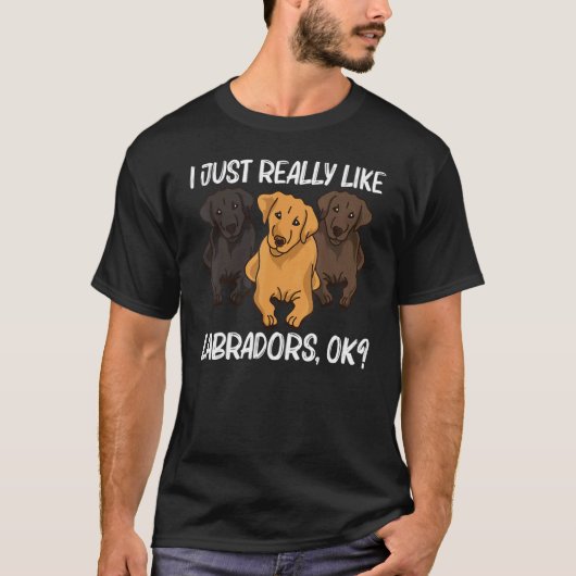 かわいい男性へラブラドール女性子犬の動物 Tシャツ (正面)