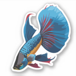 かわいい男性ベータ魚の漫画のキャラクター シール