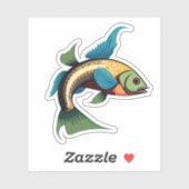 かわいい男性ベータ魚の漫画のキャラクター シール (シート)