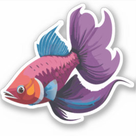 かわいい男性ベータ魚の漫画のキャラクター シール