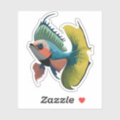 かわいい男性ベータ魚の漫画のキャラクター シール (シート)