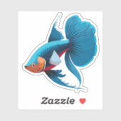 かわいい男性ベータ魚の漫画のキャラクター シール (シート)