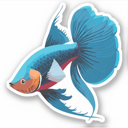 かわいい男性ベータ魚の漫画のキャラクター シール (正面)