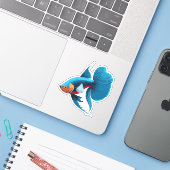 かわいい男性ベータ魚の漫画のキャラクター シール (ノートパソコンとiPhone)