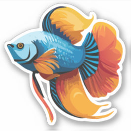 かわいい男性ベータ魚の漫画のキャラクター シール