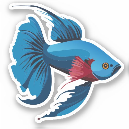 かわいい男性ベータ魚の漫画のキャラクター シール (正面)
