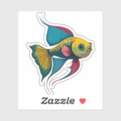 かわいい男性ベータ魚の漫画のキャラクター シール (シート)