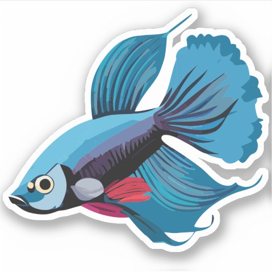 かわいい男性ベータ魚の漫画のキャラクター シール (正面)