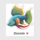 かわいい男性ベータ魚の漫画のキャラクター シール (シート)