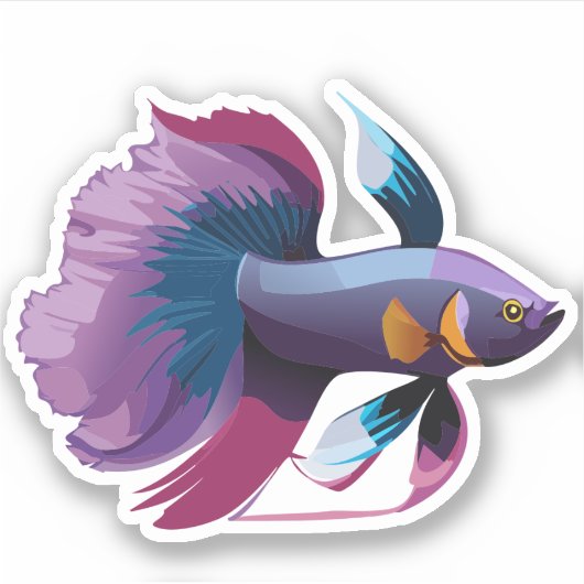 かわいい男性ベータ魚の漫画のキャラクター シール (正面)