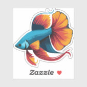 かわいい男性ベータ魚の漫画のキャラクター シール (シート)