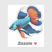 かわいい男性ベータ魚の漫画のキャラクター シール (シート)