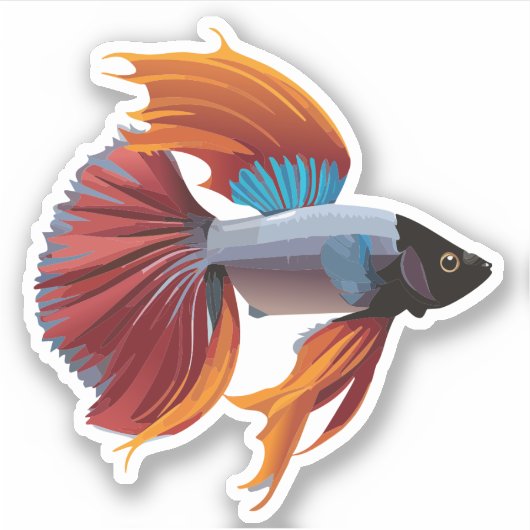 かわいい男性ベータ魚の漫画のキャラクター シール (正面)