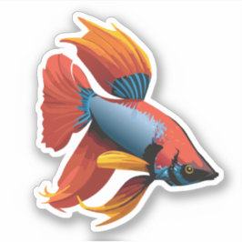 かわいい男性ベータ魚の漫画のキャラクター シール