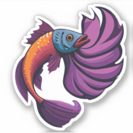 かわいい男性ベータ魚の漫画のキャラクター シール