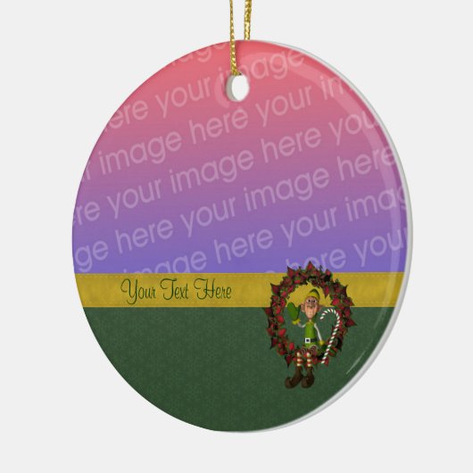 かわいい男性小妖精や小人リースホリデーフォトオーナメント セラミックオーナメント (左)