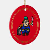 かわいい男性車の整備士クリスマスオーナメント セラミックオーナメント (右)