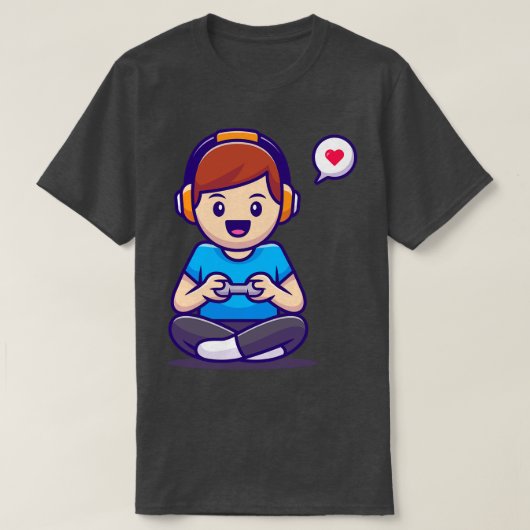 かわいい男遊の子のゲーム Tシャツ (デザイン正面)