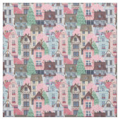 かわいい町の通り生地 ファブリック (見本)